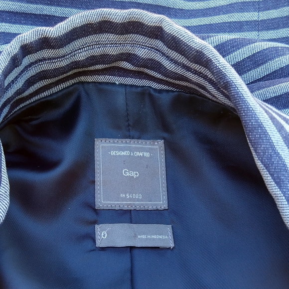 GAP chambray denim stripe blazer 0 (A9) - Picture 7 of 8
